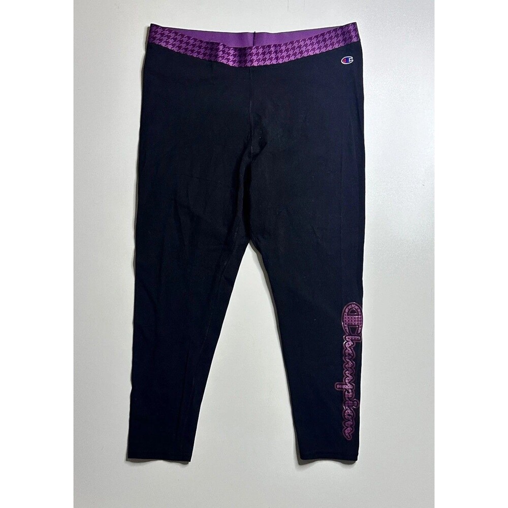 Champion Authentic Athleticwear Leggings Black Purple Houndstooth 2XL